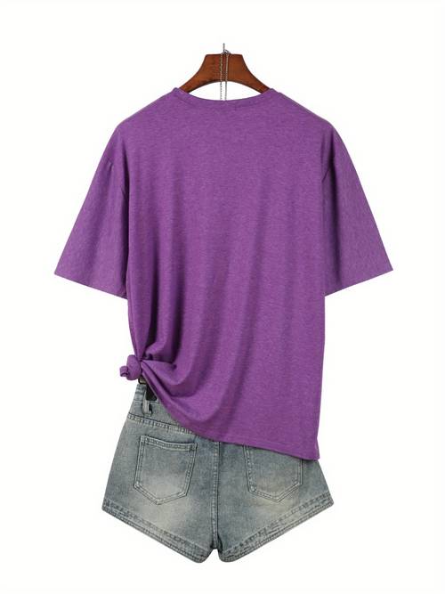 womens color short sleeve t shirt with fun french print and humorous slogan design fashionable tee