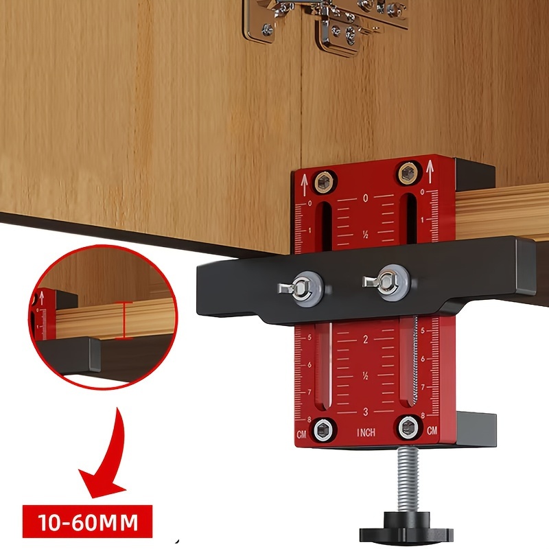 

1pc Aluminum Cabinet Door Mounting Jig With Support Arm & Clamp – Adjustable 0-60mm For Perfect Installation Of Or Cabinets, Alloy Body Tool For Woodworking Projects, Woodworking Tools