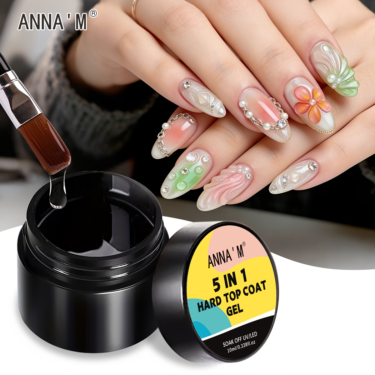 Image of Hard 10g Strengthening Gel Polish, No Wipe Top Layer Gel, Nail Art Gel For Design, Can Rhinestones, Shape And Water , Multifunctional Gel For Led