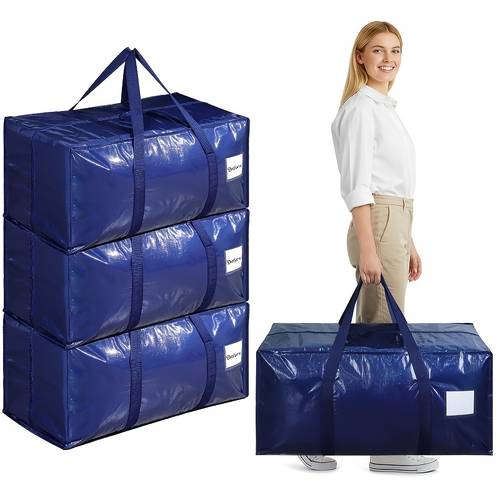 4 pack extra large moving bags heavy duty moving boxes or bags with extra large zipper opening college dorm travel camping moving supplies sturdy 90 19 8 gallons blue