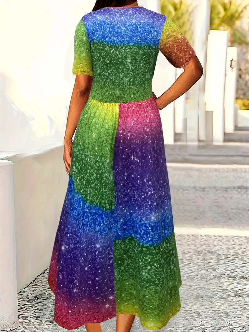 plus size rainbow gradient color dress casual short sleeve - Temu plus size rainbow gradient color dress casual short sleeve - Temu