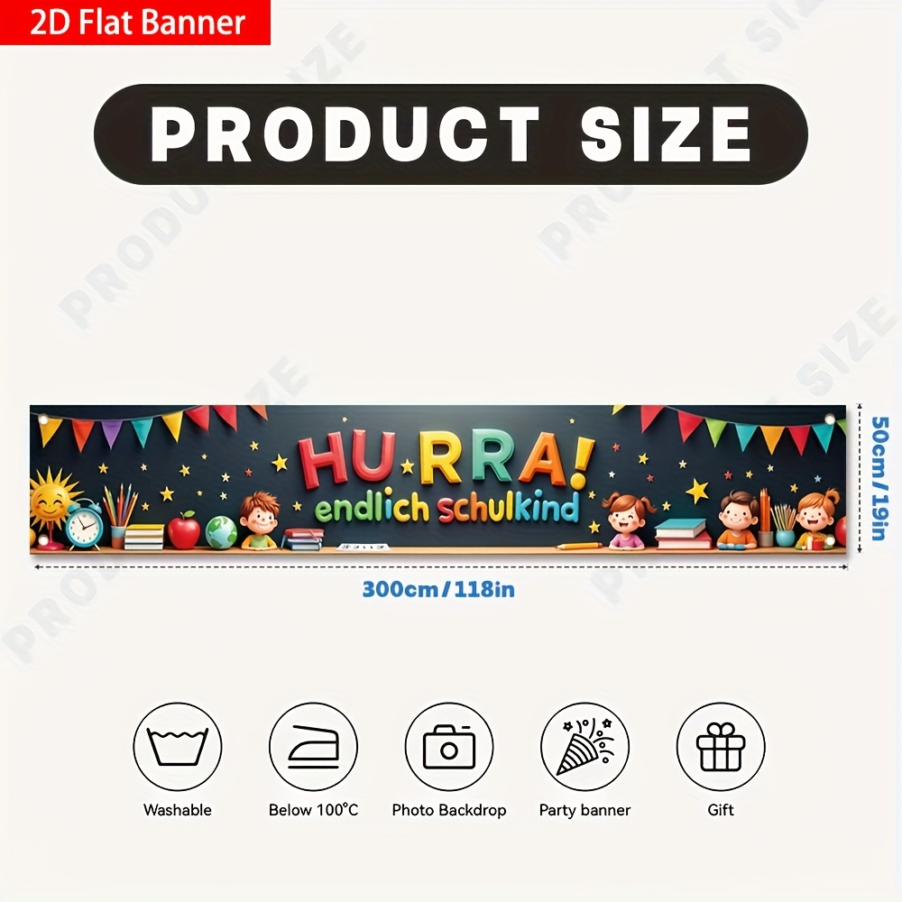 E-shop 2D Flach, 2D Flach, . 2D Flach Banner Deutsch "Zurück zur Schule"/Eingang Hintergrund Dekorationsbanner Zugflagge, Beide Seiten des Banners sind
