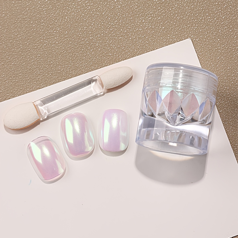 Image of Mermaid Aurora Nail Powder With Powder Brush Nail Set Iridescent Dipping Dust Chrome Manicure Additions Nail Gel Polish Decoration For Home And Nail Salon