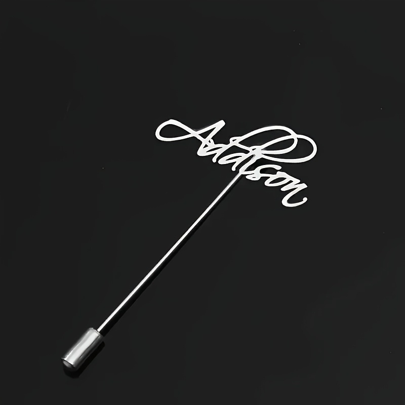 TEMU Broche Longue en Acier Inoxydable Personnalisée pour Homme, Élégante et Polyvalente, Broche de Costume d', Cadeau Idéal pour Père, Mari, Petit