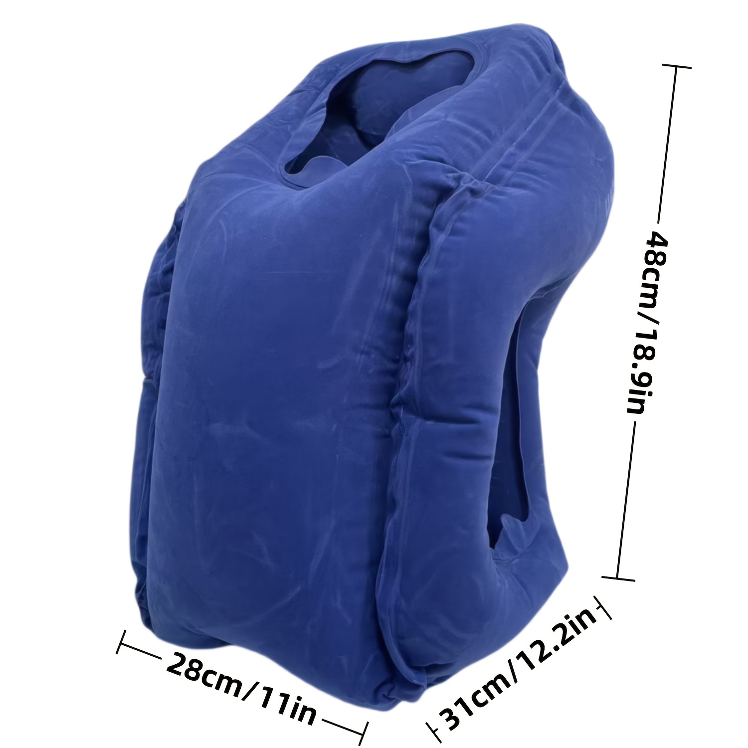 1 Inflatable Travel Pillow - Portable Ergonomic Neck and Head Support with Milk Velvet Cover, Suitable for Airplane, Car, Office & Camping (Blue/Red), Durble Valve, Neck Pillow Inflatable, Airplane Accessory, Soft Cover, Compact Design, Lightweight Material, Durable Fabric, Adjustable Cushion, Business Trips, Frequent Travelers