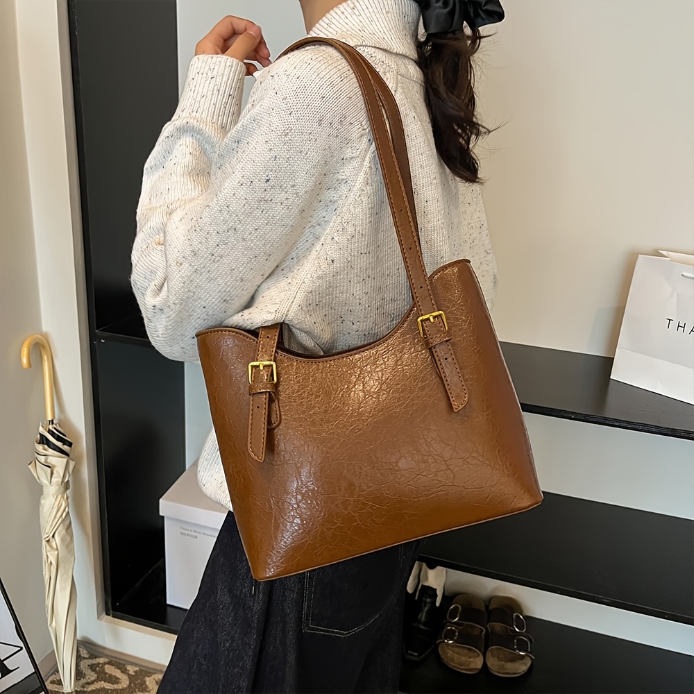 

Chic Vintage-inspired Tote Bag For Women - Spacious & , Adjustable Strap, Zip Closure, Leather, Office , Autumn Winter, Shoulder Bag