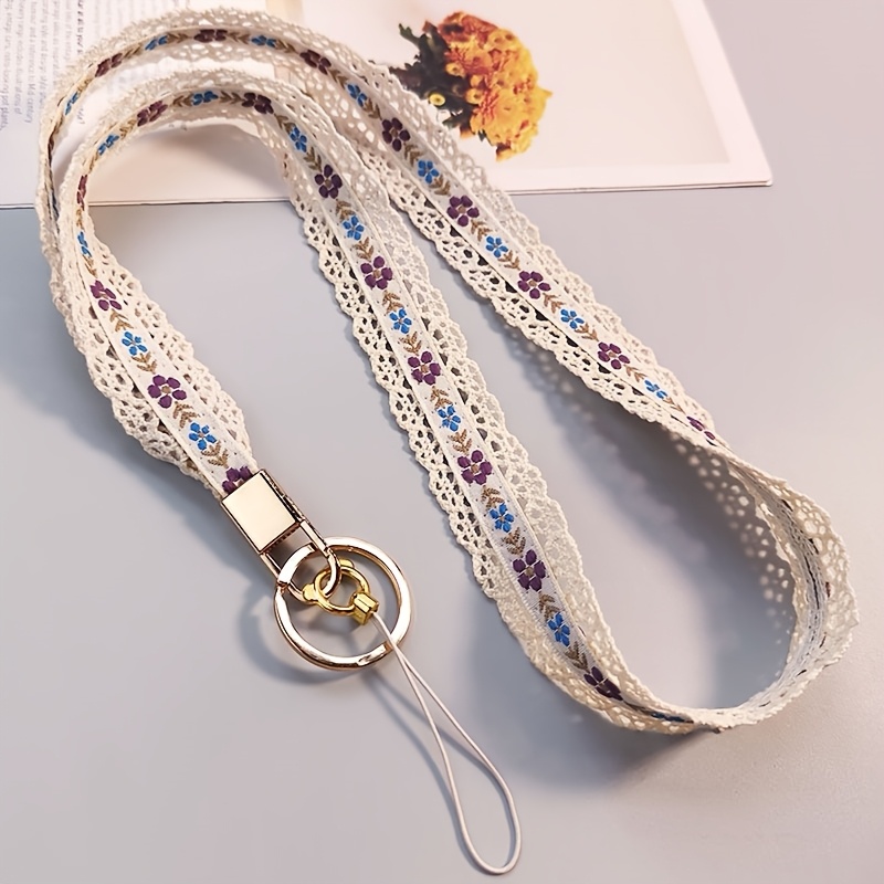 TEMU 1pc Cordon de téléphone à motif floral, Dragonne anti-perte à large col, Cordon de mode anti-étranglement, Durable et résistant, Convient aux