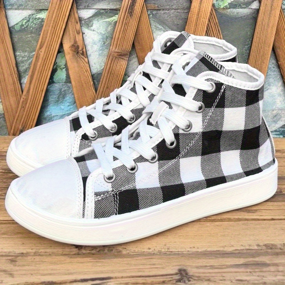 Sneakers, dames hoge skateschoenen met veters en 2D-print