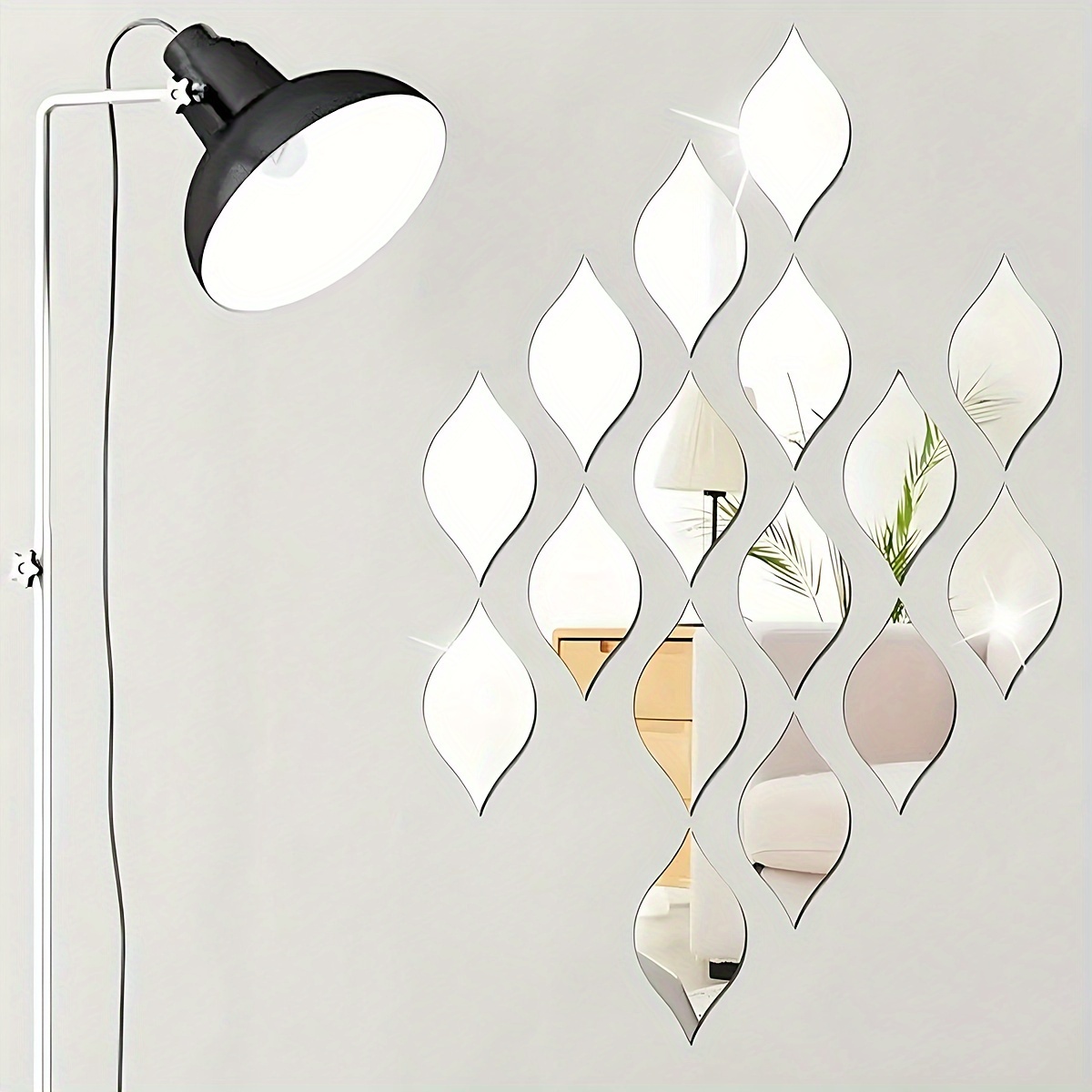 Image of 10-piece Vintage Acrylic Drop Mirror Wall Stickers, 3d Self-adhesive Oval Mirror Tile Decals For Living Room, Bathroom, Home Office - Vertical Orientation, Glass Surface, No Electricity Needed