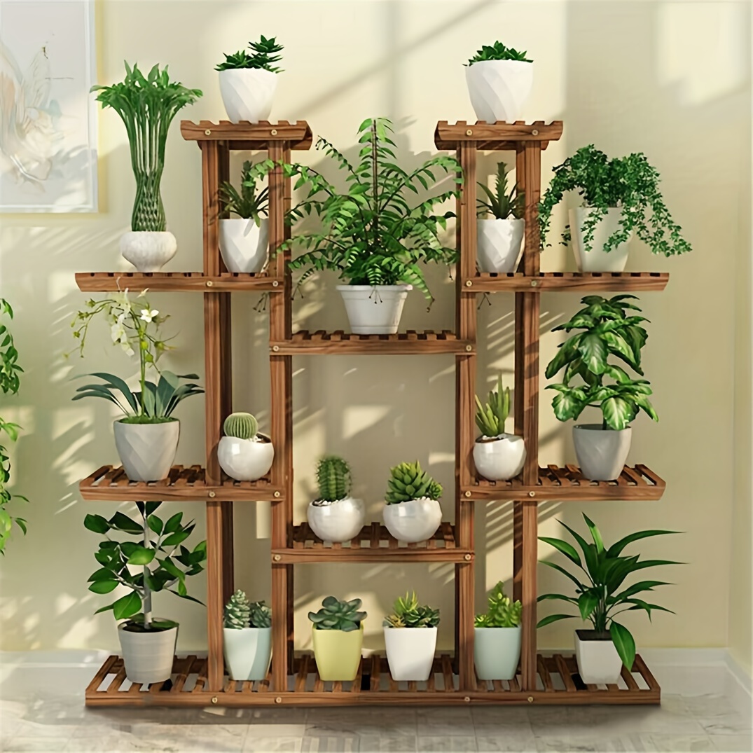 

Large Wood Plant Stand Indoor Outdoor Flower Shelf Tiered Plant Stands For Multiple Plants Planter Holder Hanging Shelves Rack For Living Room Garden Balcony