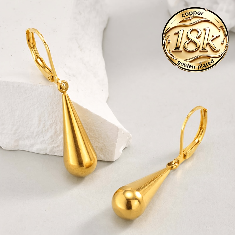 TEMU 1 Pair Long Water Drop Golden Earrings, Women's Ear Jewelry, Women's Additions, Daily Wear Wedding Date Party Vacation Jewelry