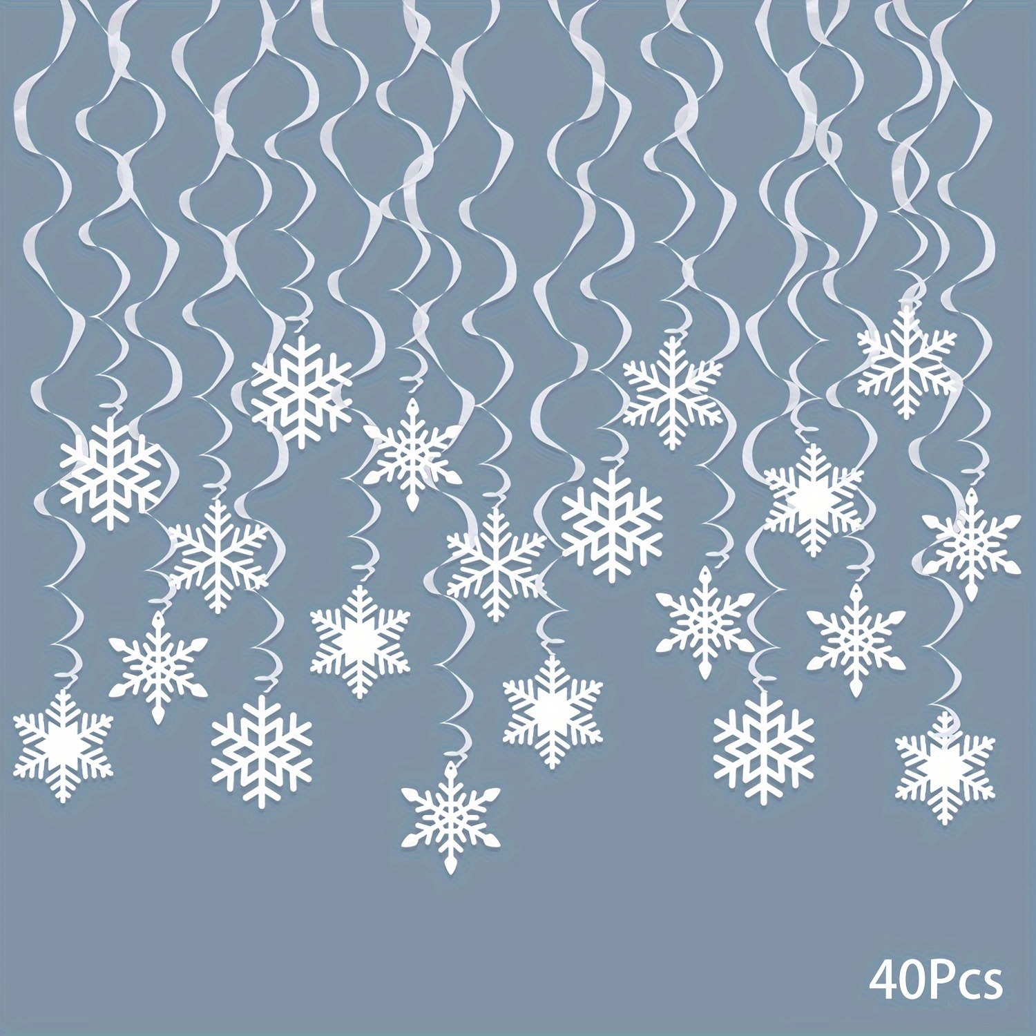 TEMU White Snowflake Spiral Hanging Decorations, 40pcs Snowflake Spiral Ceiling Hanging Decorations, Winter Party Birthday Decor Party Indoor