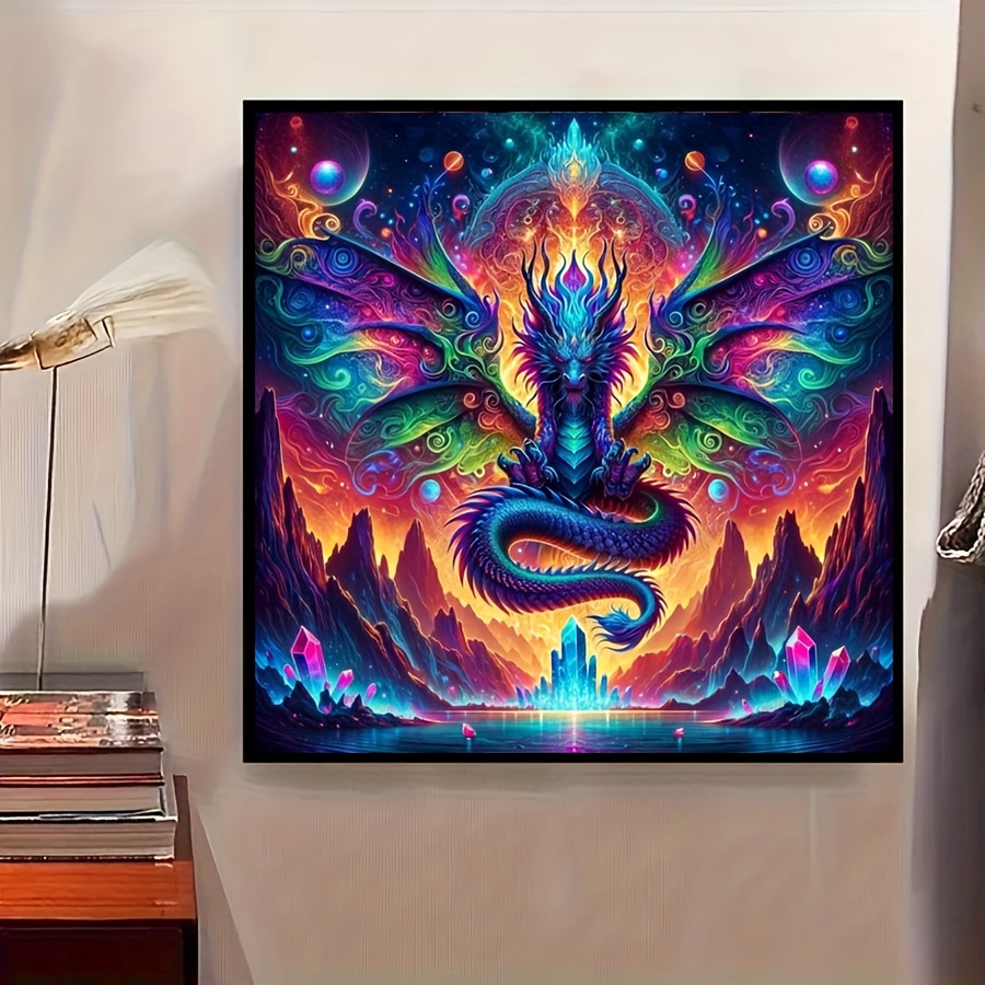 

Diy 5d Diamond Painting Kit, 20x20 Inch Frameless Flying Dragon Mosaic Art, Round Acrylic Gems, Full Drill Embroidery Craft For Wall Decor