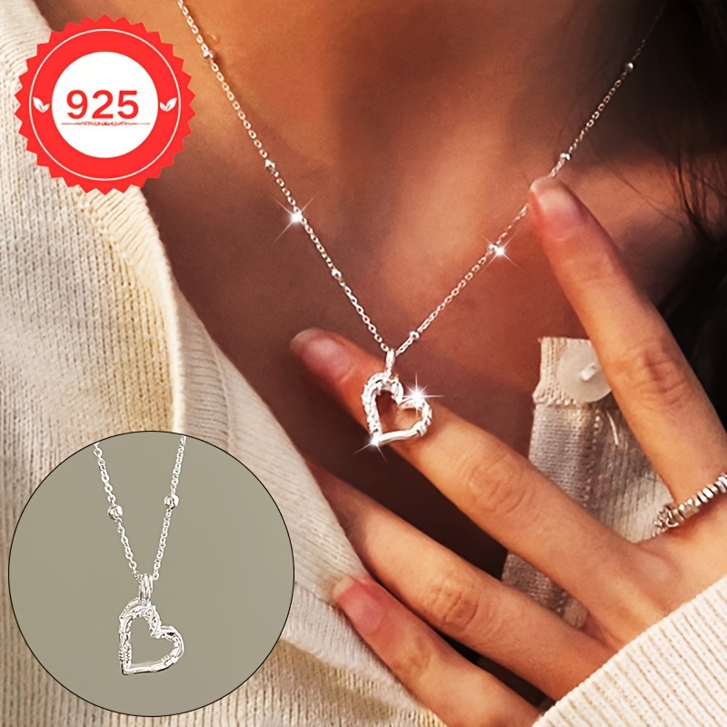 

1 Necklace, S925 Silver Thorns Vine Love Necklace, Minimalist, Hollow Love Heart, Fashion Elegant, Gift For Ladies, 3g, Suitable For , Party, Gift - Elegant Jewelry For All