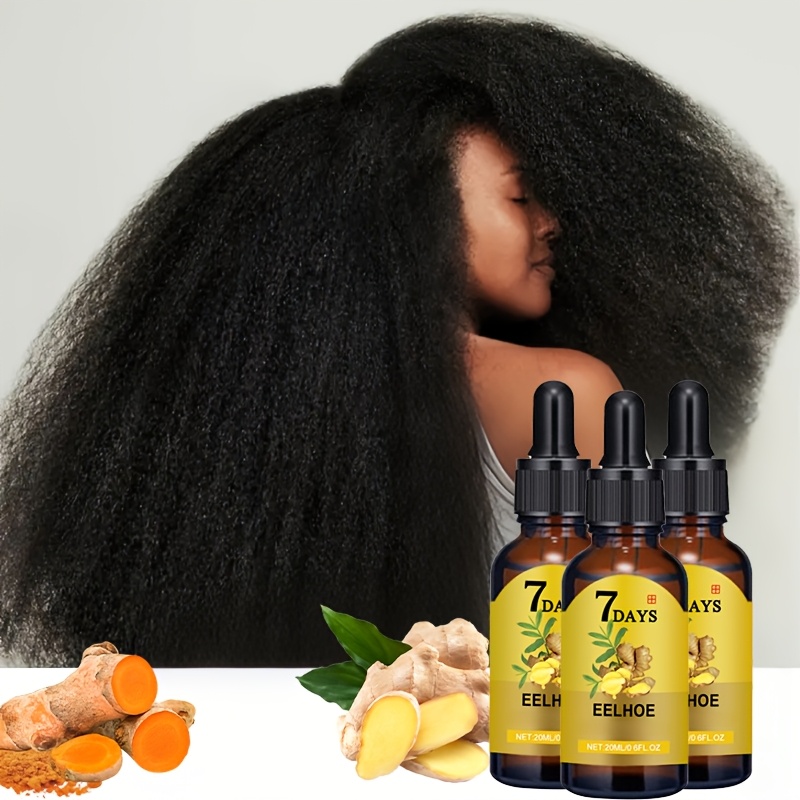 TEMU 3pcs Ginger Hair Oil, Ginger Nourishing Scalp Massage, Hair Serum, Biotin Hair Serum, Make Thin Thicker, 7 Day Ginger Hair Serum For All Hair
