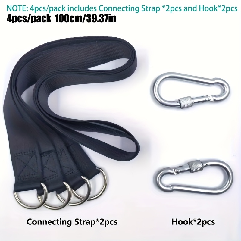 E-shop 4 Stück/Pack (Gurt*2 + Haken*2) Schwerlast-Schaukelgurteset, verstellbare Hammocks mit Metallverschluss, geeignet für alle Schwungarten,