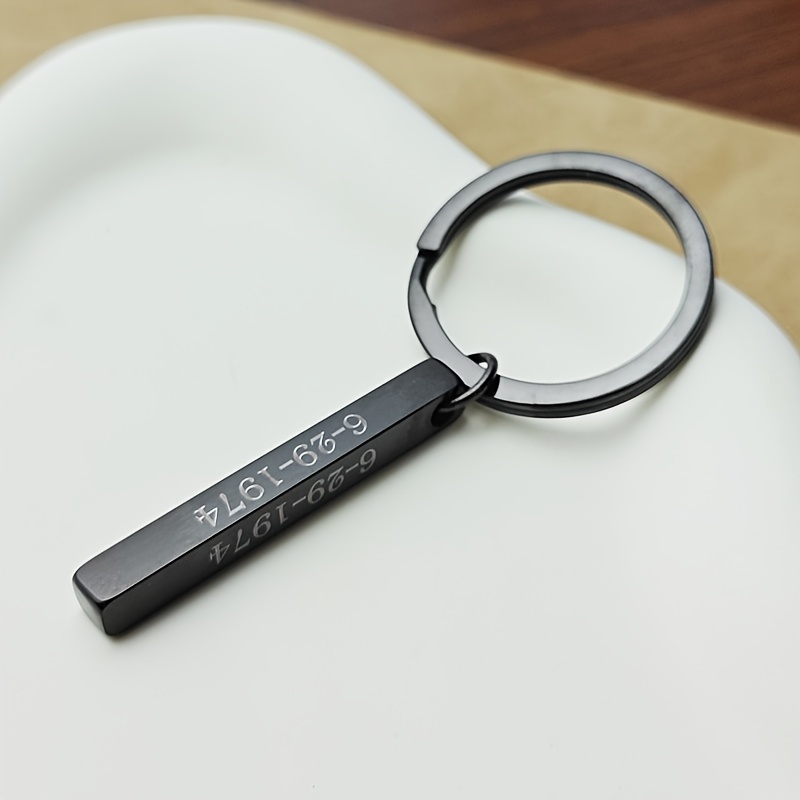 Personalized 3d Bar Keychain With Four-sided Engraving, Custom Stainless Steel Keychain For Father Or Husband, Perfect For Father's Day Gift