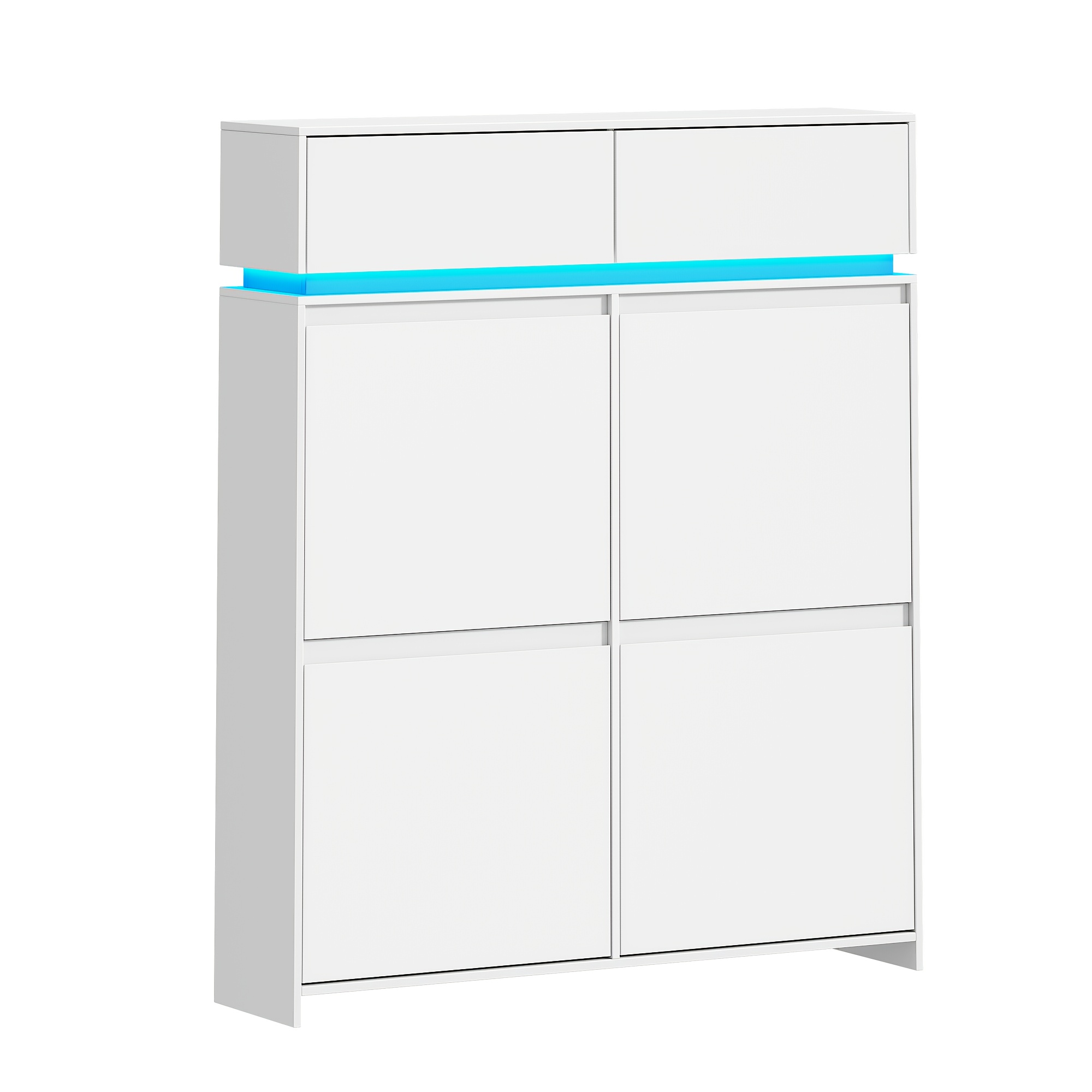 Shoe Cabinet With , Narrow Shoe Rack With Led Lights, Shoe Rack, Adjustable Divider, 20 Pairs, 100 X 119 X 24cm, Shoe Storage For Entrance, Hallway, White