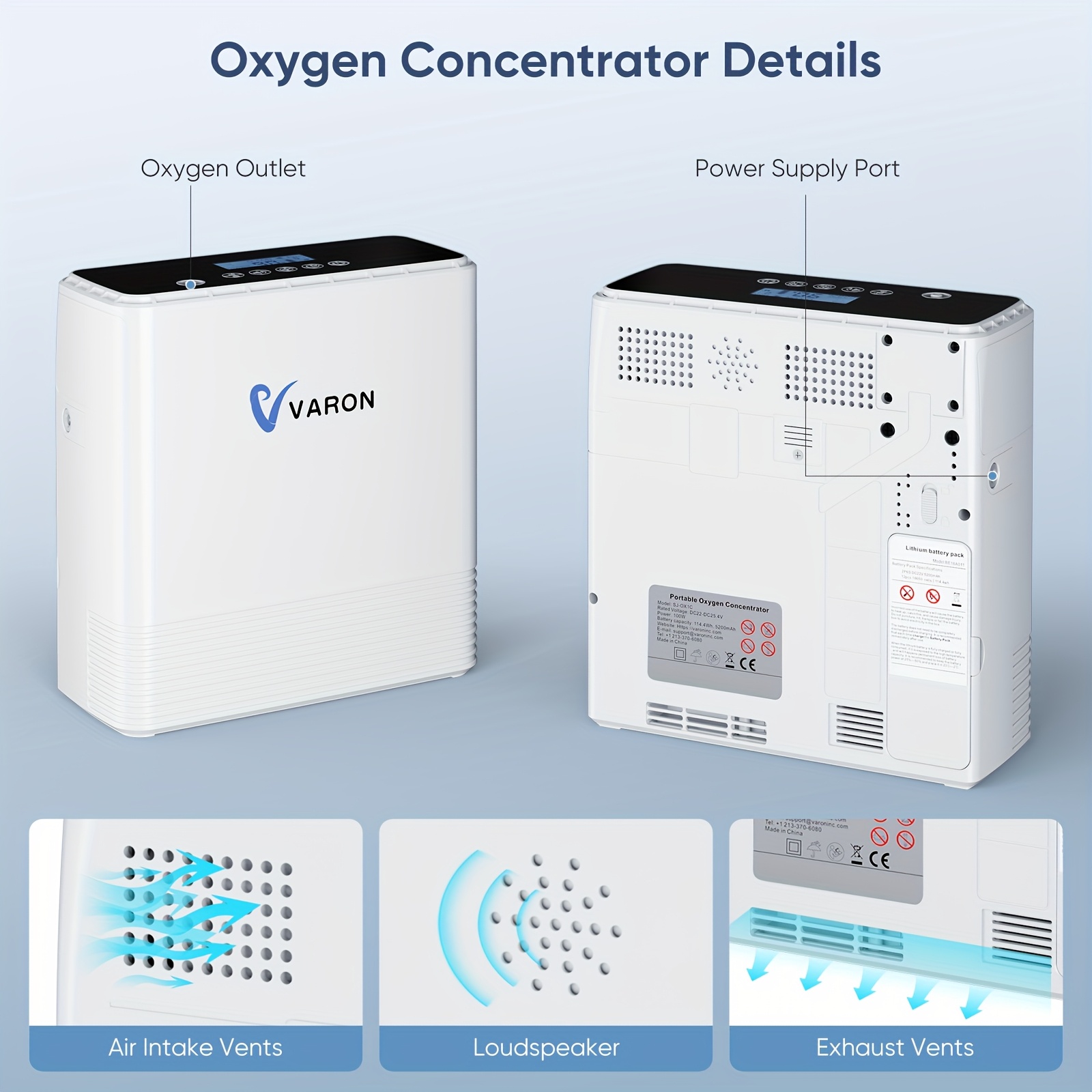 portable oxygen concentrator high 90 concentration multiple charging options 6l adjustable   oxygen generator machine with backpack for travel use Product details 2
