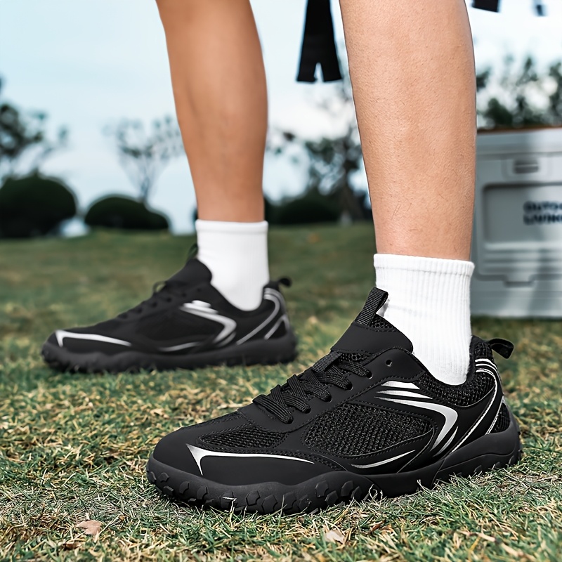 Summer Black Breathable Mesh Running Shoes, Lightweight & Casual