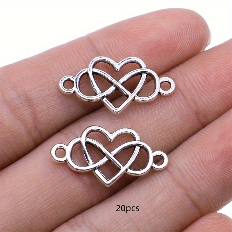 10/20pcs Of Charm Connectors, Vintage Alloy Hollow Heart Connectors For Bracelet Additions, Necklace, Earrings, And Pendant Components, Measuring 13x25mm