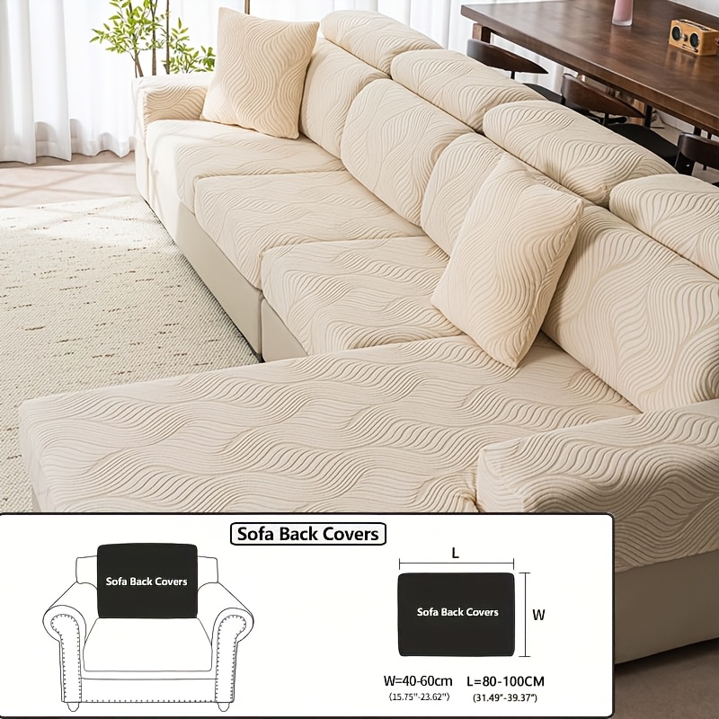 TEMU 1pc Wavy Texture Pattern Easy Solid Color Sofa Cover, Sofa Cover, 360-degree Fully Wrapped Cushion Protector, Highly Elastic And Non-deforming
