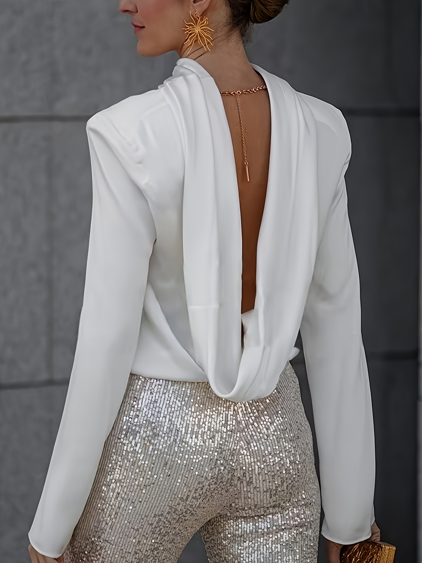 womens elegant backless shirt formal party smooth chic Temu