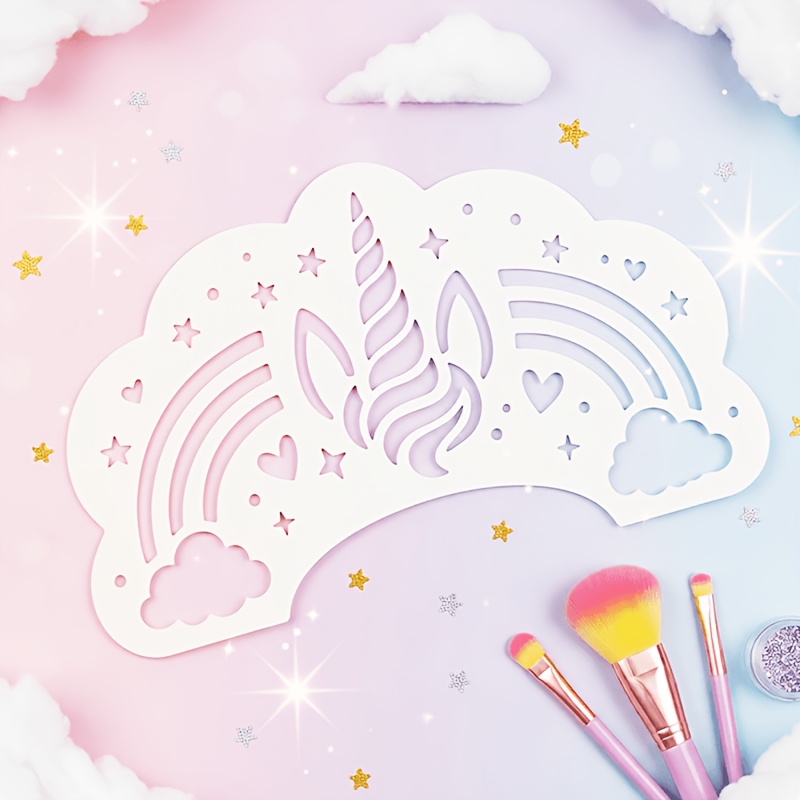 TEMU 1 pièce Pochoir Licorne, Modèle Réutilisable, Maquillage de Fête, Cadeau, Graffiti, Décoration de Carte de Vœux, Peinture au Pistolet et Autres