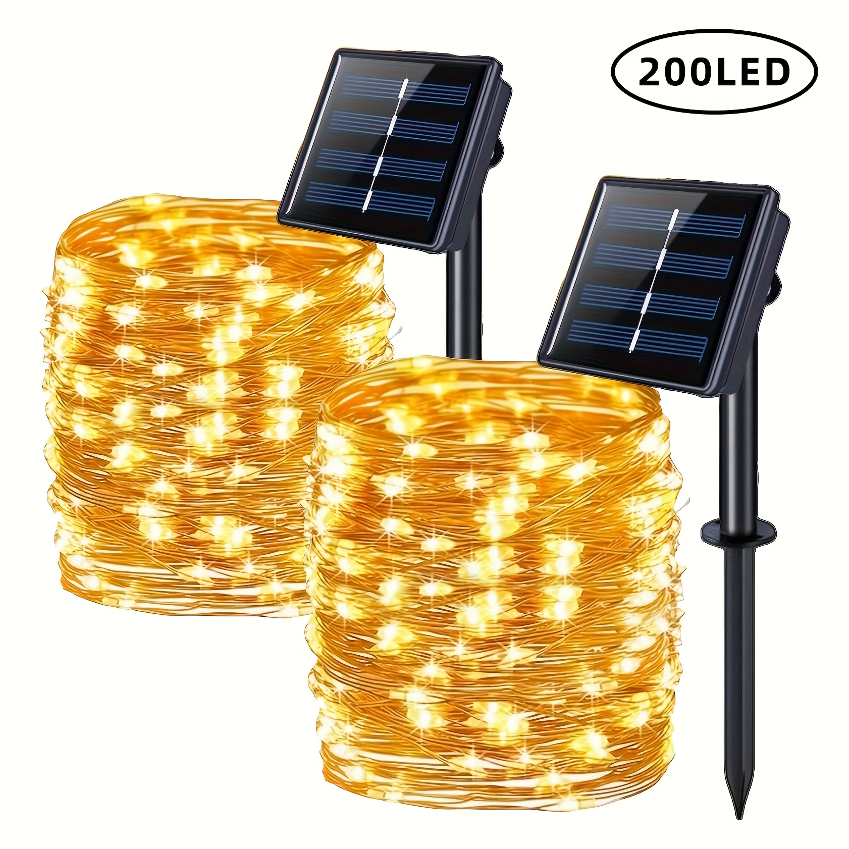 TEMU Solar String Lights Outdoor, Total 78.8/200/400ftsolar Powered Ip65 Fairy Lights 8 , Silver Wire Lights Christmas Wedding Decoration (warm,