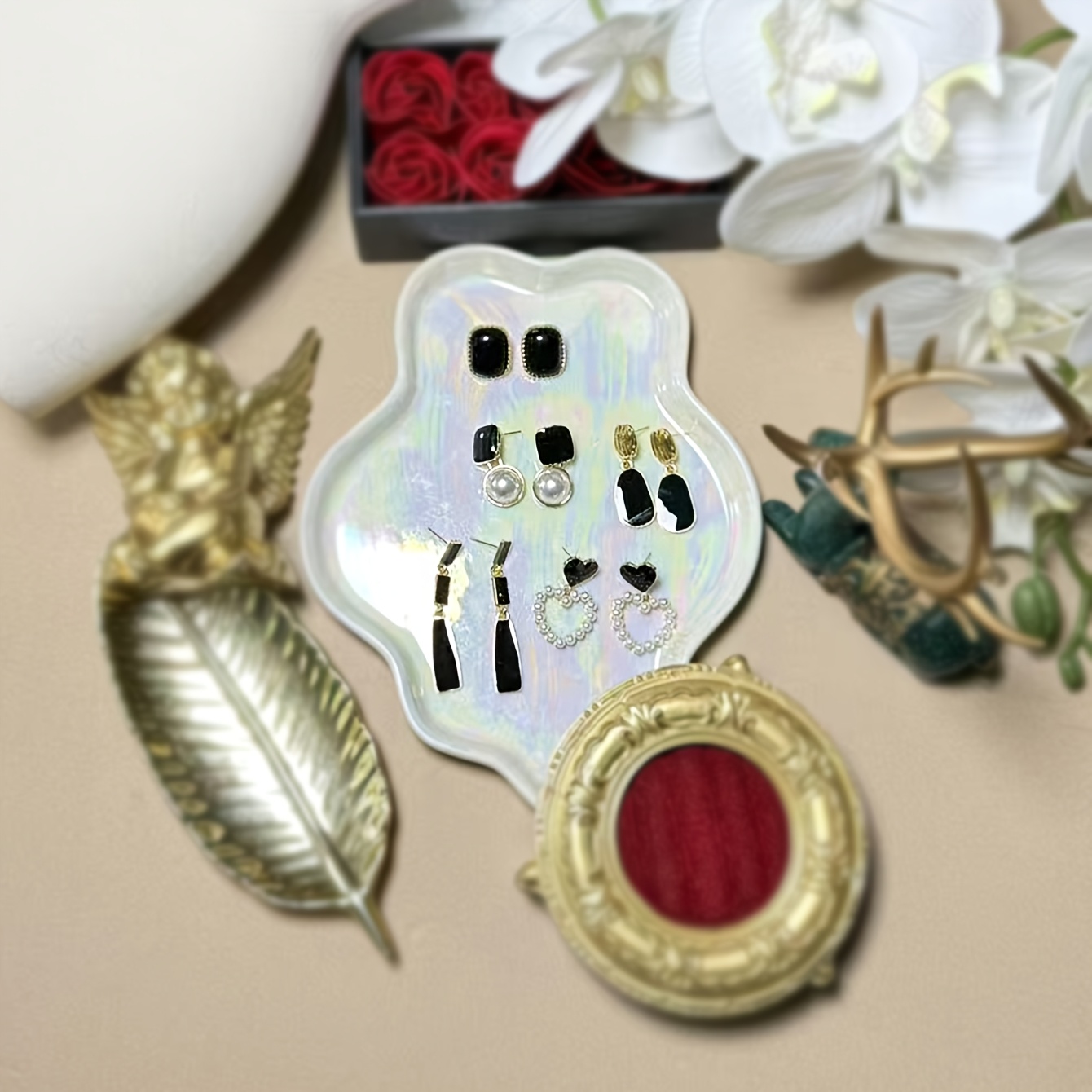 TEMU Set da 5 di orecchini ZHILIN ZL vintage minimalisti - Lunghi con nappe a cuore traforato e pendenti rotondi, adatti per matrimonio, uso , regali