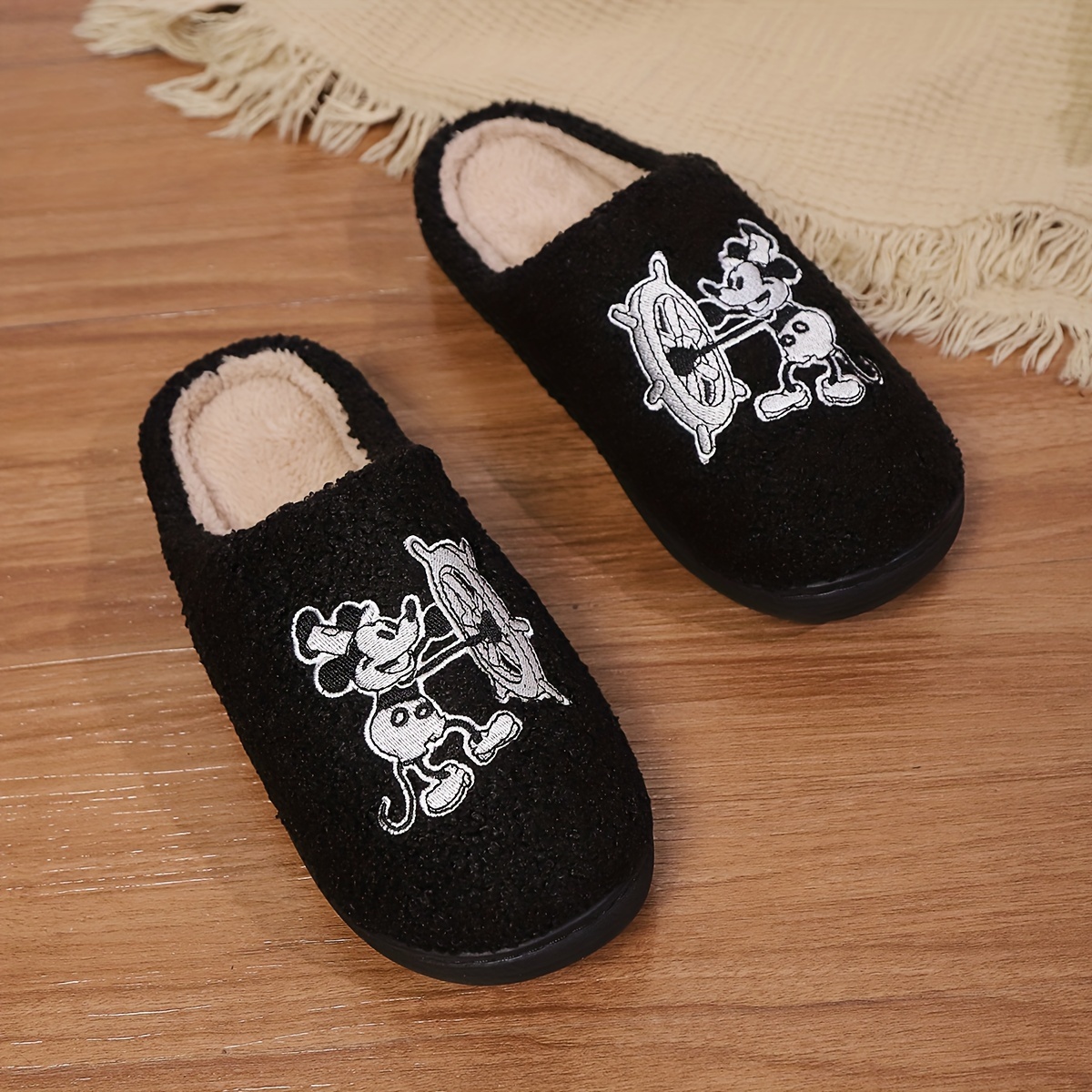 Pantuflas de hombre con de dibujos animados de térmico con forro de  felpa cómodas zapatillas de antideslizantes