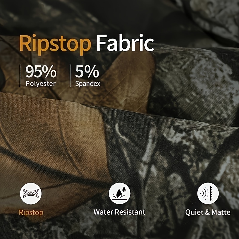 [6 Pockets Water-Resistant Camo Pants] Large Size Camo Hunting Pants For Men Water-Resistant Quiet & Matte Turkey Hunting Camo Pants For Men With 6 Pockets