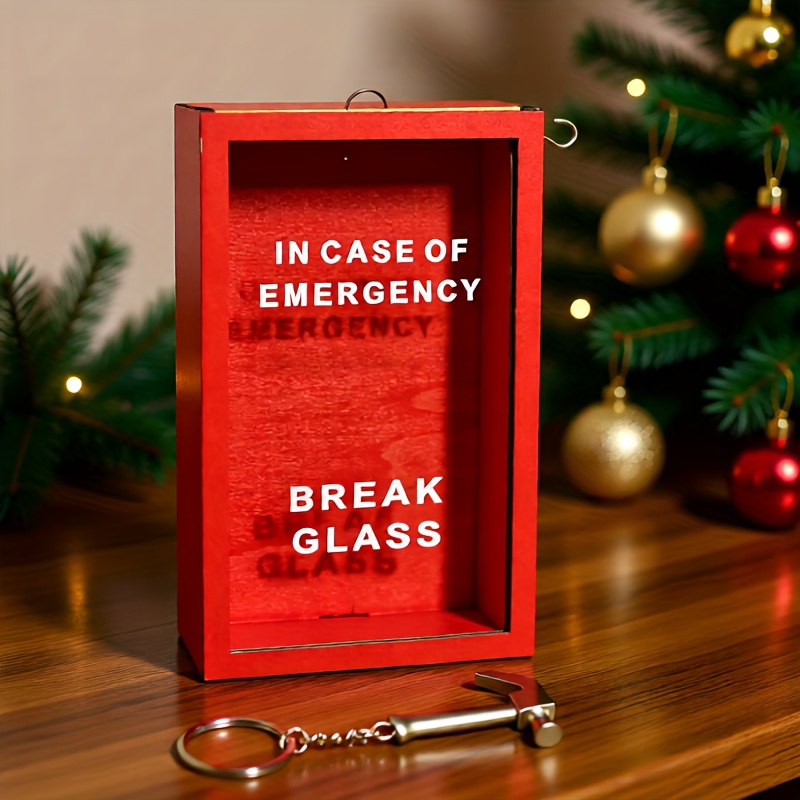 TEMU 3d Red Emergency Break - Novelty Home Decor With Clip-on Lid, Vintage Style, No , Christmas Gifts, Wine Es, And Unique Decorative Items, Wine