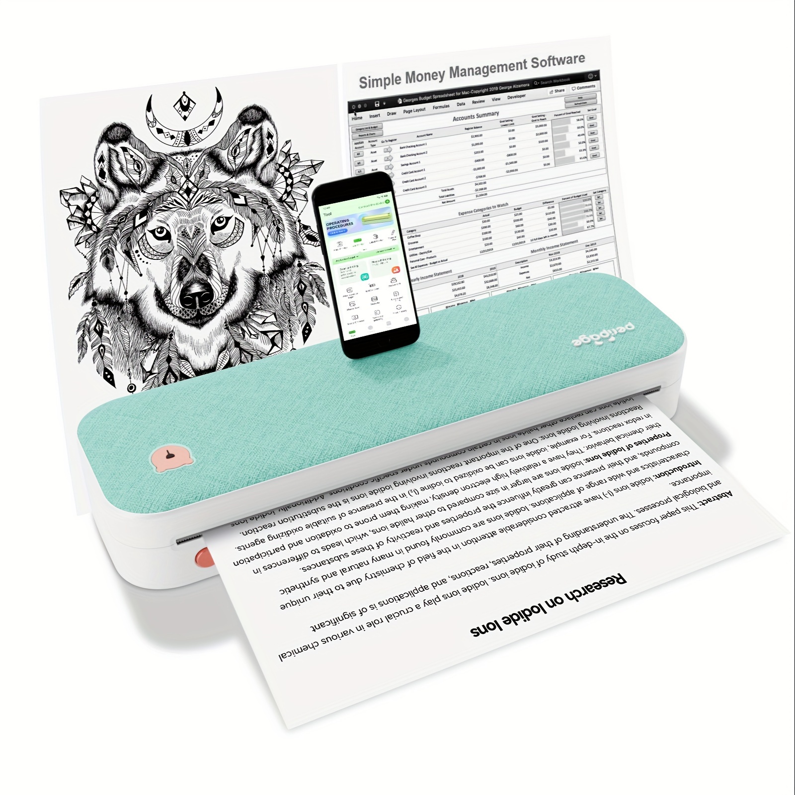 TEMU Peripage Portable Travel Printer Wireless Thermal Printer Tattoo Printer Supports 8.5x11 Us Letter And A4 Thermal Paper Tattoo Paper Compatible