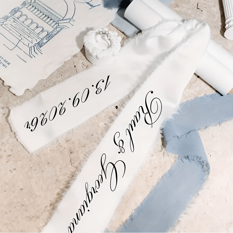 TEMU Personalized Bridal Bouquet Wrapping Tape, Used For Wrapping Or Decorating Flowers, Gift Ribbon, Custom Name And Date Floral Tapestry, Wedding
