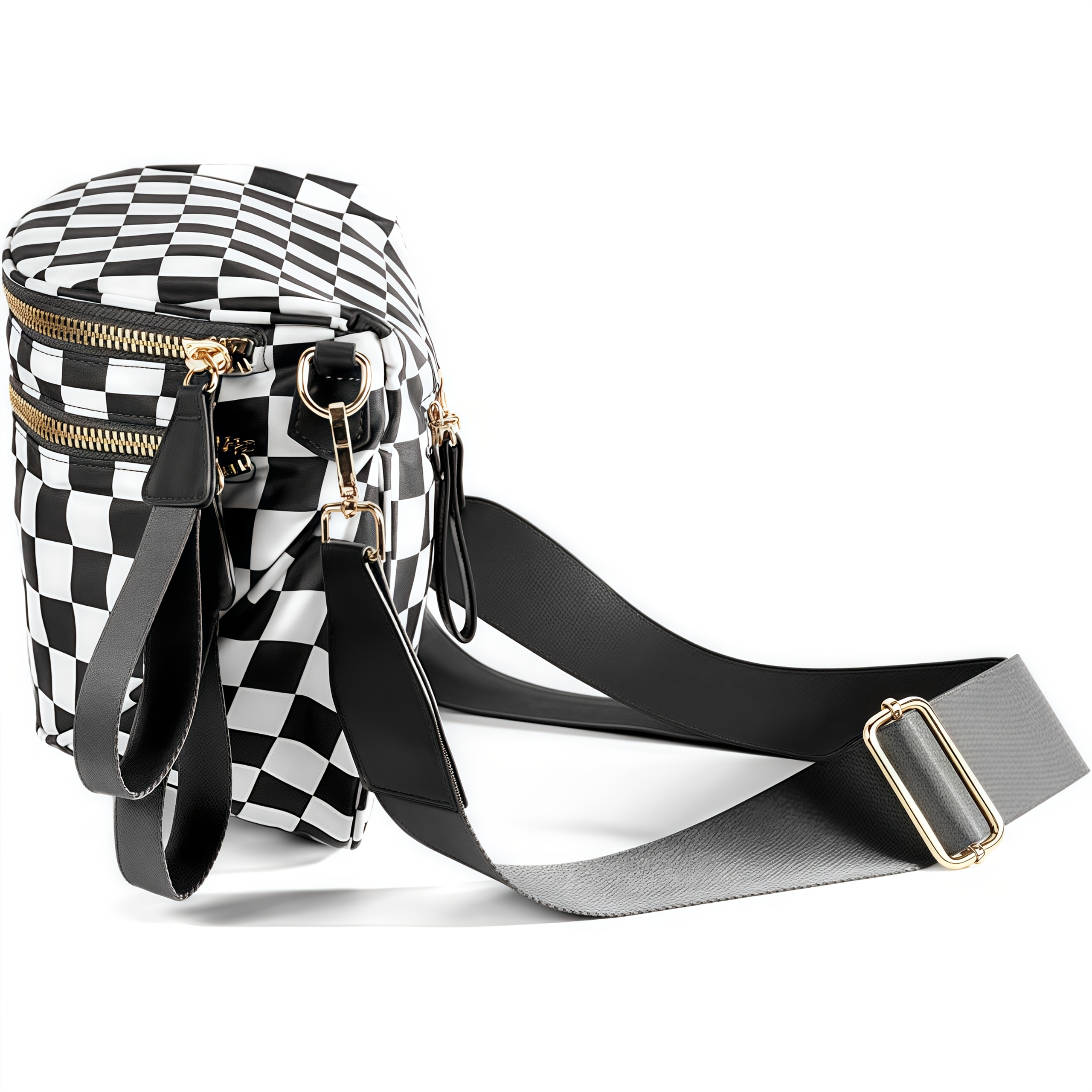 large capacity chic print crossbody bag with adjustable strap multiple pockets and zip closure stylish nylon shell bag for for shopping outdoor activities and parties Product details 1