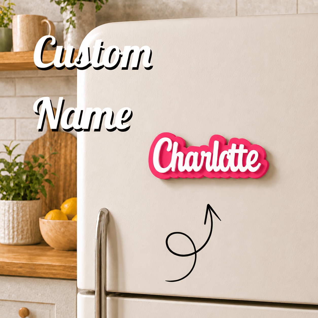 TEMU [custom] 4/3/2/1pc Personalized 3d Printed Texture Alphabet Refrigerator Magnets, Customizable Kitchen Magnets With Cute Designs, Perfect For