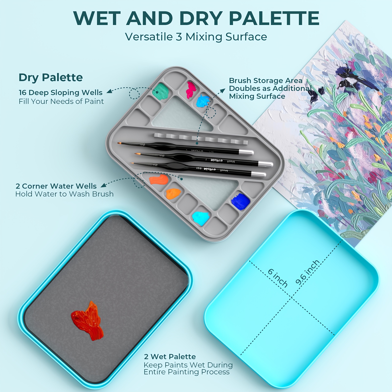 Miniature Painting Kit with Wet Palette, 11pcs Detail Paint Brushes