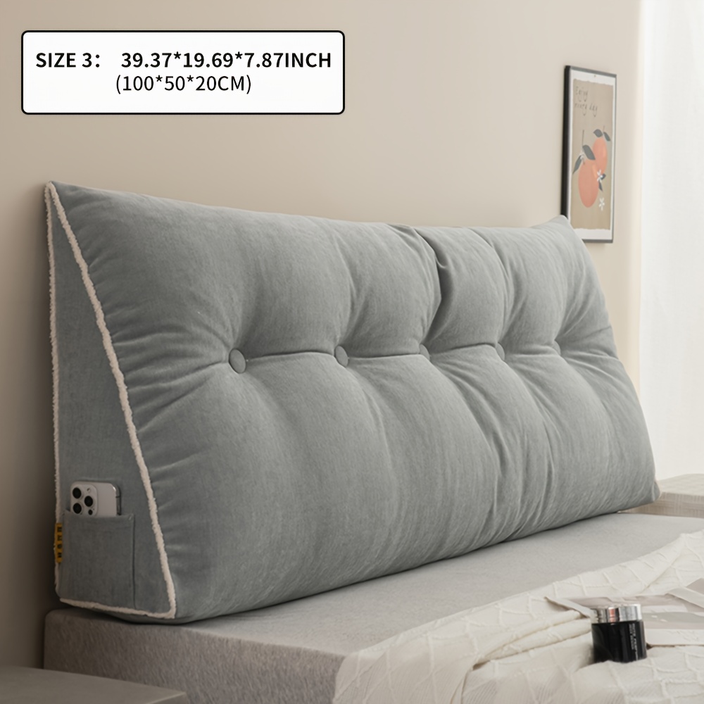  . Dreieckiges Großes Bettkopfteil-Kissen, Doppelbett-Kopfteil-Kissen, Bett- und Sofa- -Kissen, Keilkissen, Wandkissen, Sofa-Bett Tatami Lendenstütze, Abnehmbare Waschbare Kissenhülle, Weihnachtsgeschenk, mit Waschbarem Überzug -   für das Bettkopf, Bettkopf, Bettrücken, Kopfteil für das Bett