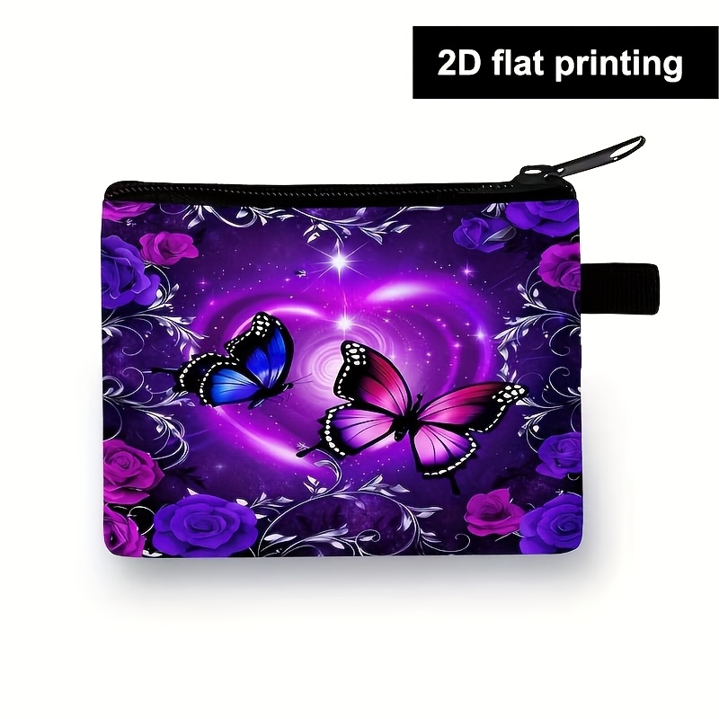 2d Flat Printing, Pattern Small Wallet, Women's Lightweight Handbag, Coin Earphone Lipstick Organizer Bag