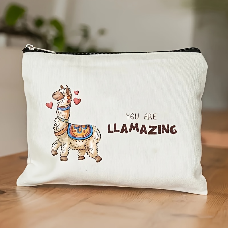 

Charming Llama & Alpaca Makeup Bag - Waterproof, Scent-free Cosmetic Pouch With Zipper - Perfect Gift For Animal Lovers, Women, And Pet Owners