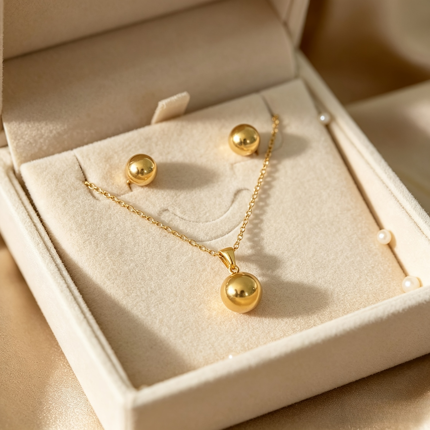 3pc Exquisite Smooth Spherical Stainless Steel 18k Gold-plated Set