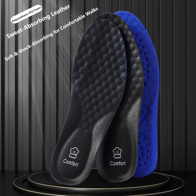 TEMU Business Leather Thickened Leather Shoe Insole Men's Shock Absorption Comfortable Breathable Cushioning Cowhide Insole