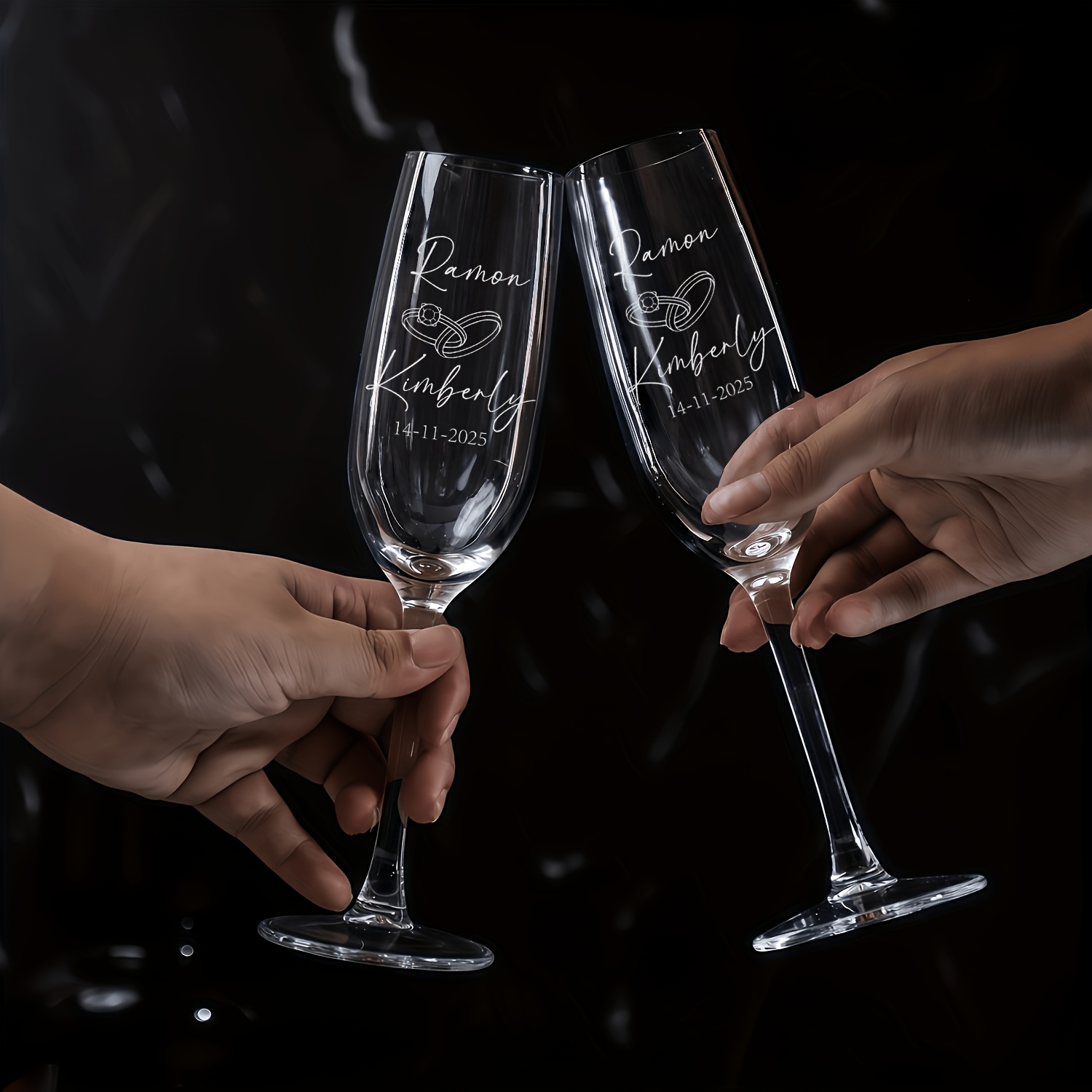 TEMU Personalized Champagne Flutes Wedding Gift - Engraved Toasting Glasses For The Bride And Groom - Custom Couple's Wedding Glassware - Romantic