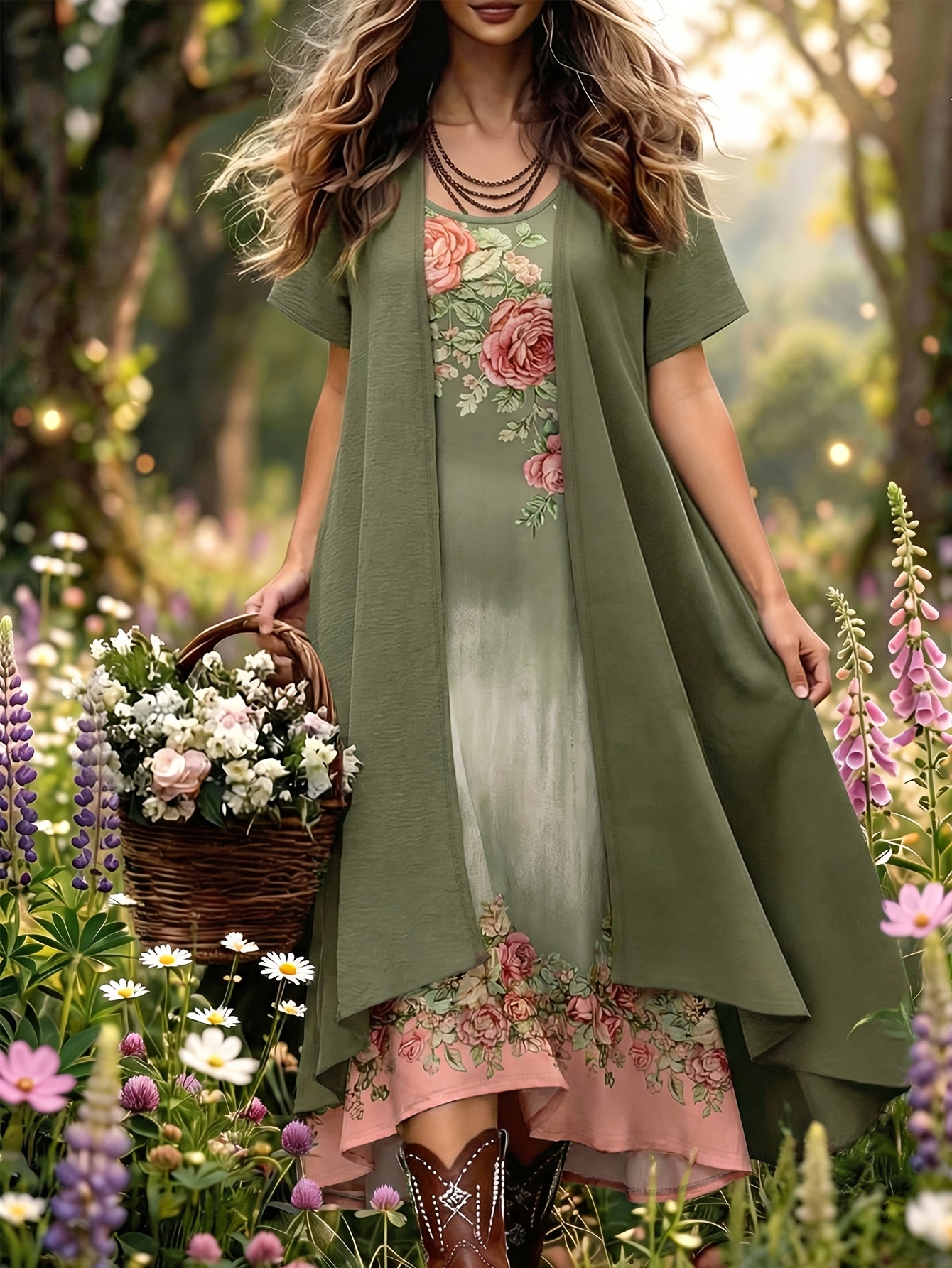knee length dresses for ladies Helena Metallic Longline Cardigan Dress main image 1