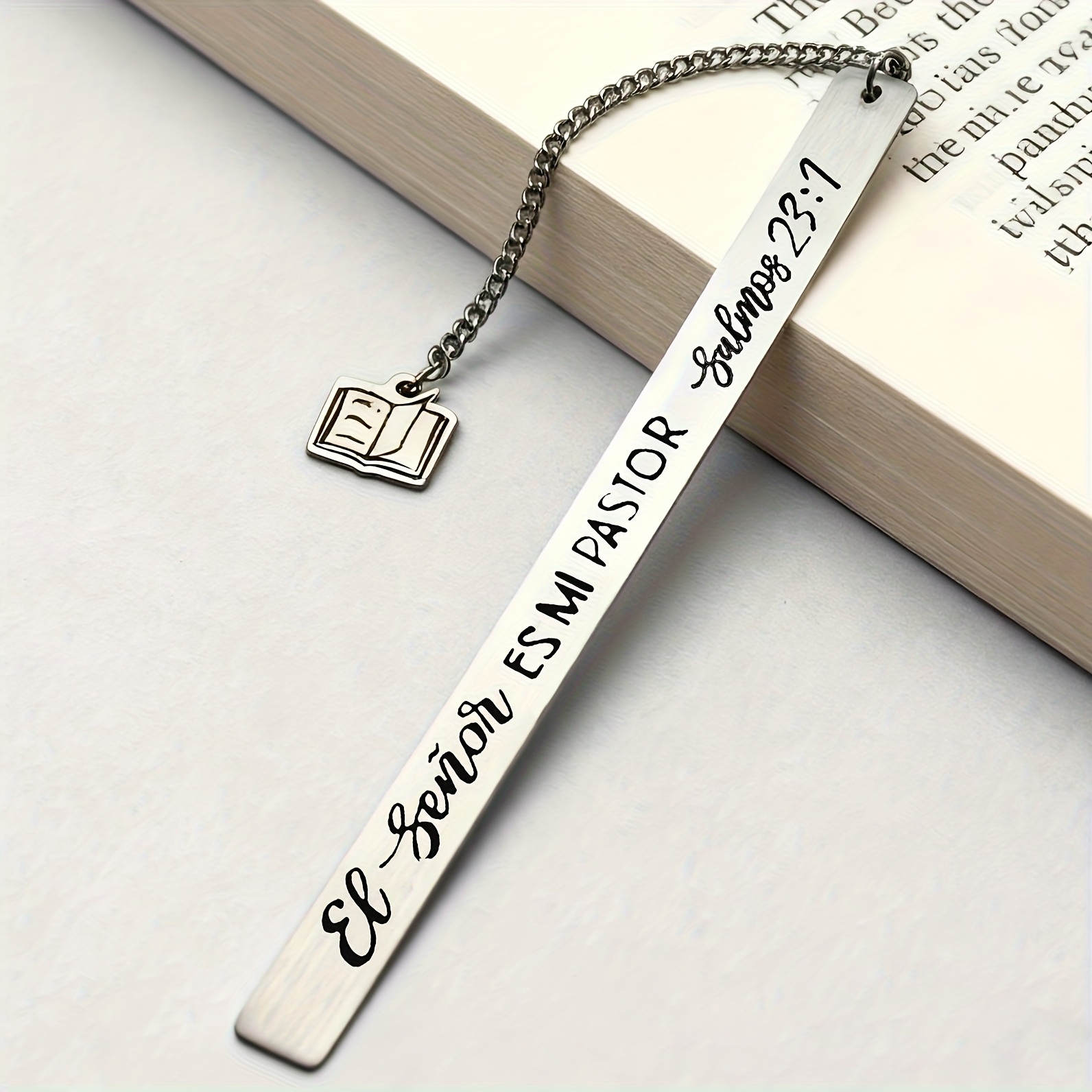 TEMU 1pc Stainless Steel Verse Bookmark With Psalm 23:1 - Elegant Religious Book Marker Gift Suitable For Birthdays, Christmas, Valentine's Day, For