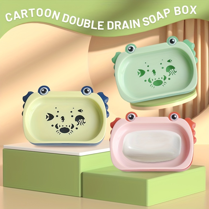 1pc Cute Crab Soap Dish Double Layer Soap Box With Drainage Bathroom