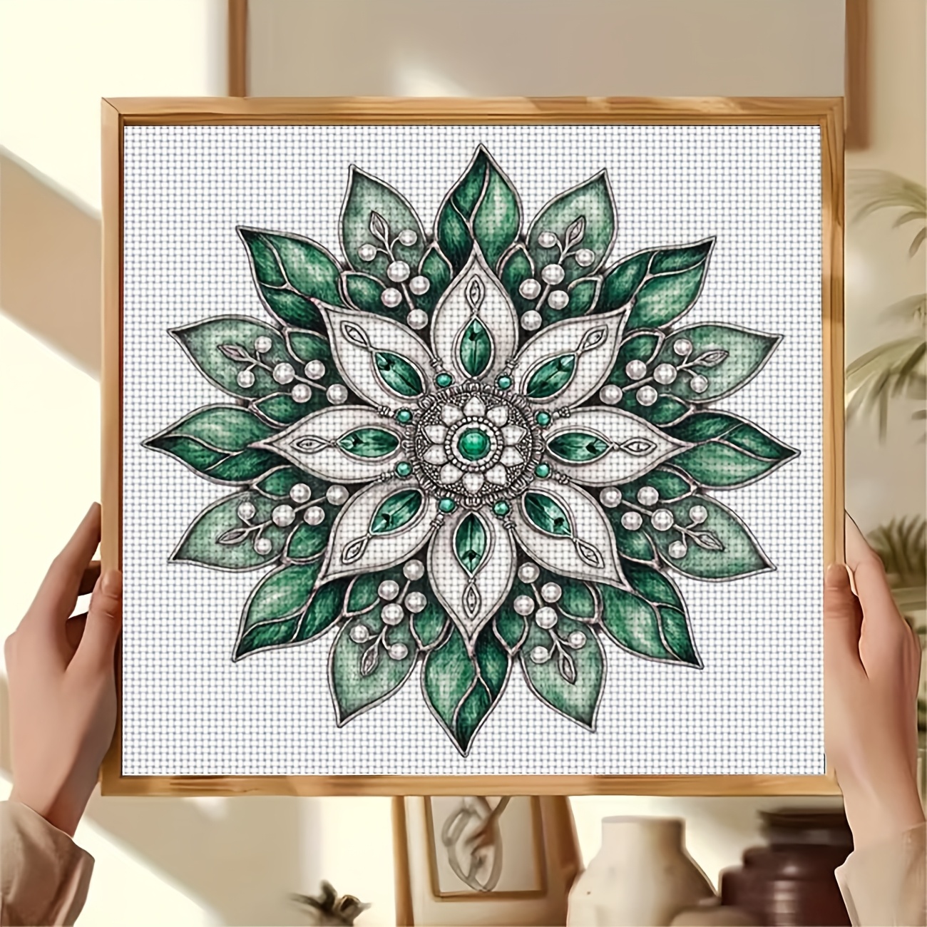 Printed Cross Stitch Kit with Decorative Floral Pattern