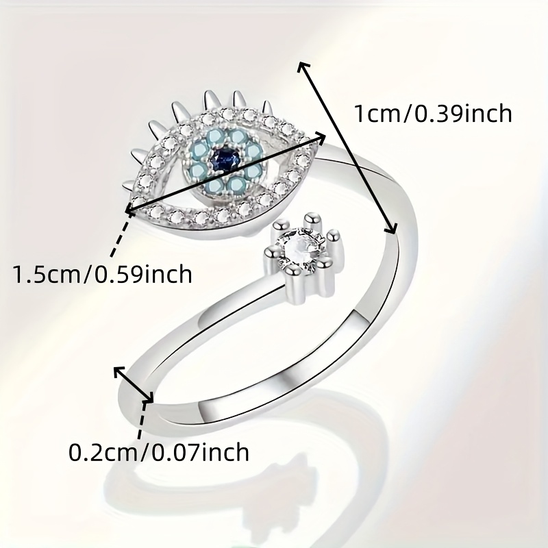 Adjustable Evil Eye Ring with CZ Vintage Style Gemstone Accent