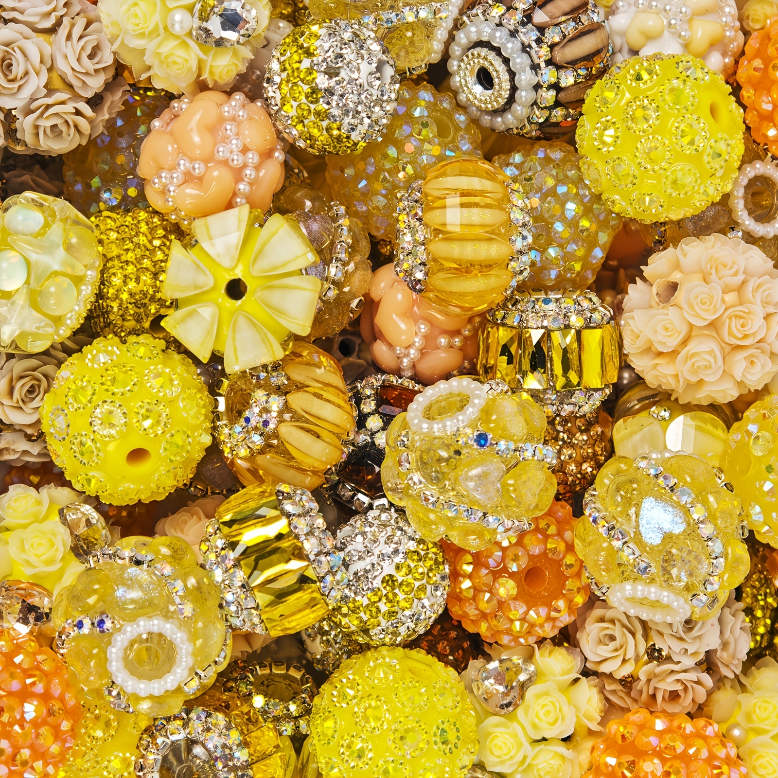 TEMU Fflfuu Ccdcll 10pcs 3d Flower Beads, Resin Decorative Beads For Bracelet And Necklace Making, Spring Handmade Gift Accessories, Diy Festive